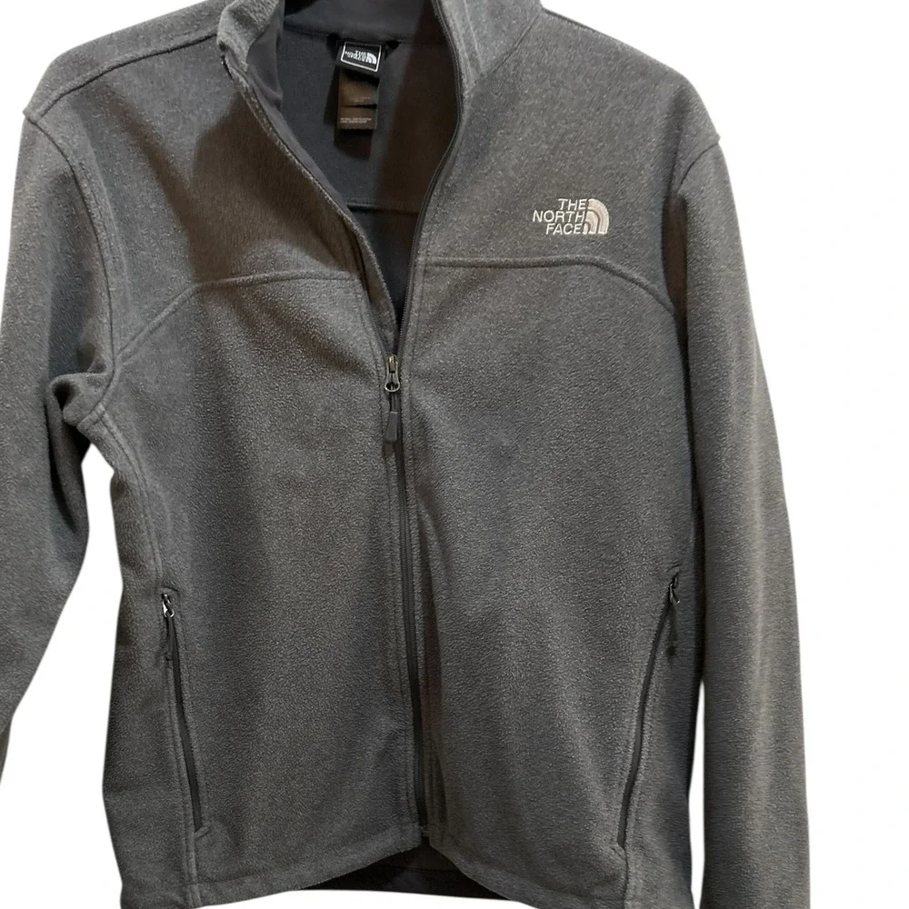 The North Face Mens Full Zip‎ Fleece Jacket Gray Long Sleeve Size M